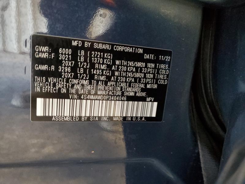 4S4WMAWD0P3404046 - 2023 SUBARU ASCENT TOURING 蓝色 照片 13