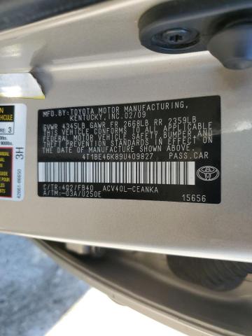 4T1BE46K89U409827 - 2009 TOYOTA CAMRY BASE 米色 照片 12