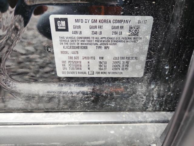 KL4CJESB5HB193908 - 2017 BUICK ENCORE PREFERRED შავი ფოტო 13