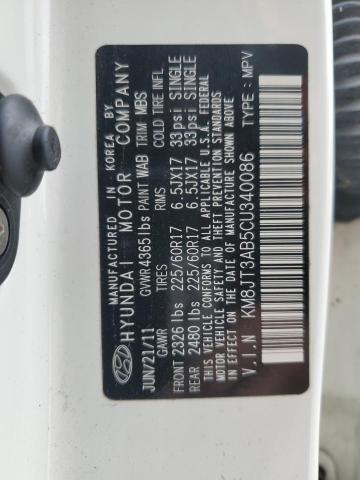 KM8JT3AB5CU340086 - 2012 HYUNDAI TUCSON GL WHITE photo 13