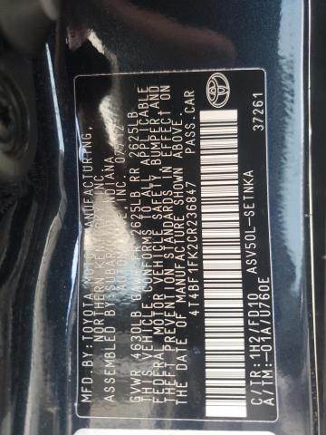 4T4BF1FK2CR236847 - 2012 TOYOTA CAMRY BASE BLACK photo 13