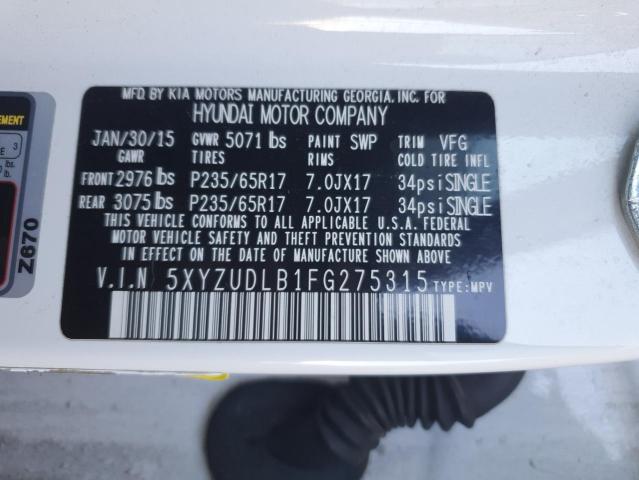 5XYZUDLB1FG275315 - 2015 HYUNDAI SANTA FE S Biały zdjęcie 13