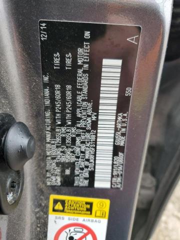 5TDJKRFH5FS118812 - 2015 TOYOTA HIGHLANDER XLE GRAY photo 13