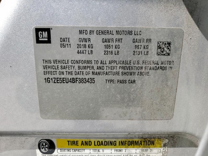 1G1ZE5EU4BF383435 - 2011 CHEVROLET MALIBU LTZ SILVER photo 13