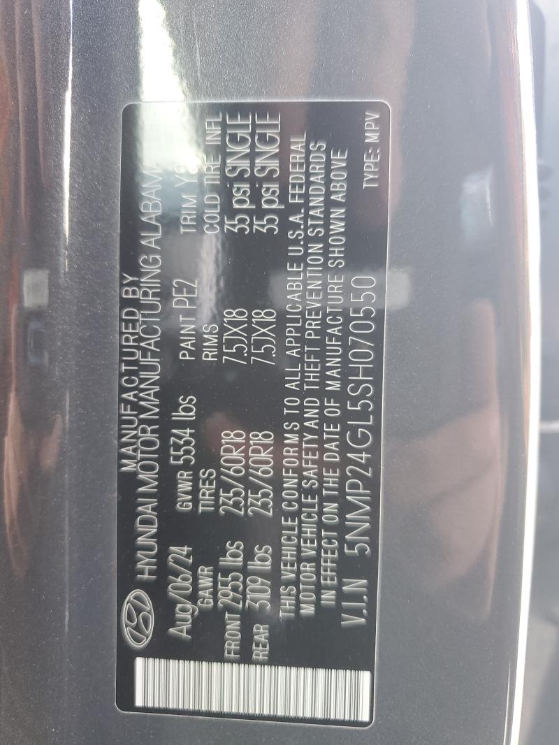 5NMP24GL5SH070550 - 2025 HYUNDAI SANTA FE SEL فحمي صورة 13