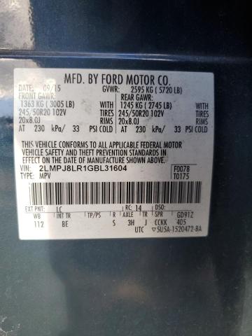 2LMPJ8LR1GBL31604 - 2016 LINCOLN MKX RESERVE 青色 照片 13