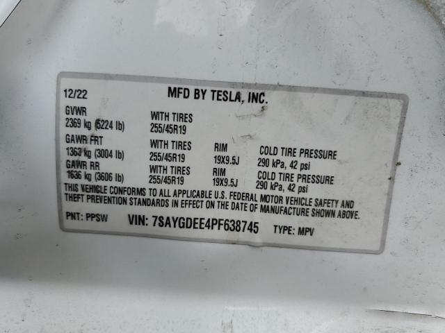 7SAYGDEE4PF638745 - 2023 TESLA MODEL Y أبيض صورة 13