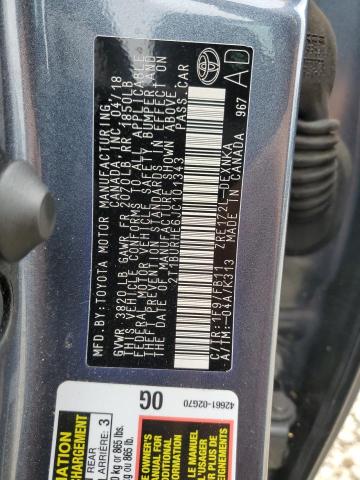 2T1BURHE6JC101343 - 2018 TOYOTA COROLLA L 灰色 照片 12