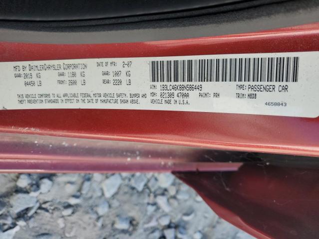 1B3LC46K88N586449 - 2008 DODGE AVENGER SE RED photo 12