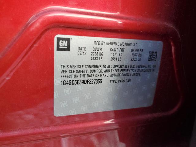 1G4GC5E39DF327355 - 2013 BUICK LACROSSE Rouge photo 12