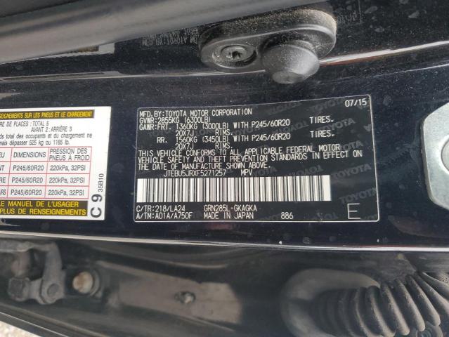 JTEBU5JRXF5271257 - 2015 TOYOTA 4RUNNER SR5/SR5 PREMIUM BLACK photo 13