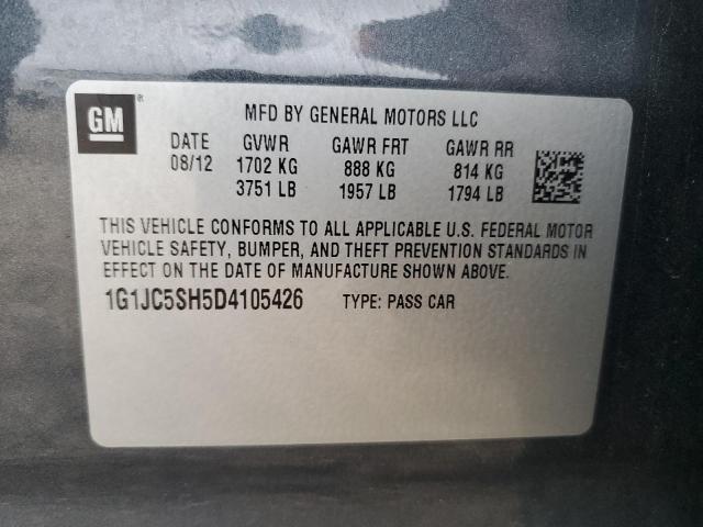 1G1JC5SH5D4105426 - 2013 CHEVROLET SONIC LT GRAY photo 13