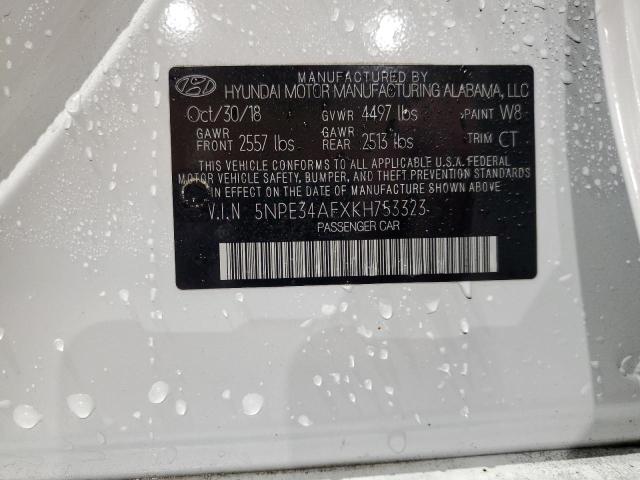 5NPE34AFXKH753323 - 2019 HYUNDAI SONATA LIMITED WHITE photo 12