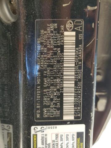 2T1BR32E36C651405 - 2006 TOYOTA COROLLA CE BLACK photo 12
