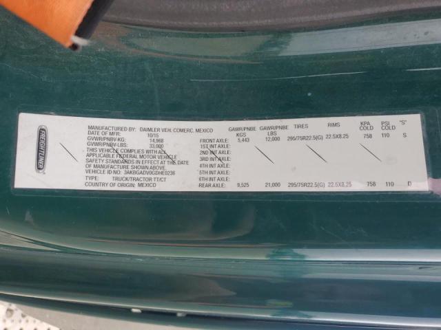 3AKBGADV0GDHE0236 - 2016 FREIGHTLINER CASCADIA 1 GREEN photo 10