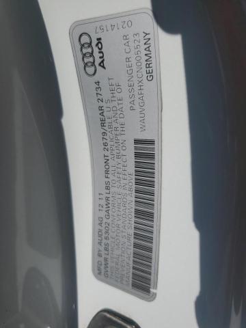 WAUVGAFHXCN005523 - 2012 AUDI S5 PRESTIGE 白色 照片 12