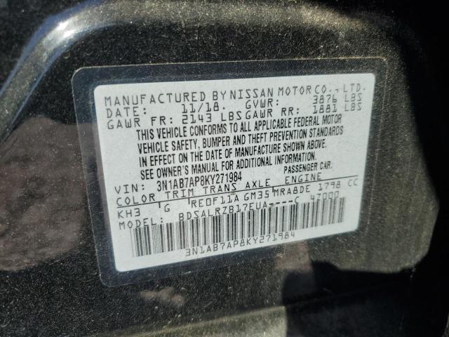 3N1AB7AP8KY271984 - 2019 NISSAN SENTRA S 黑色 照片 12