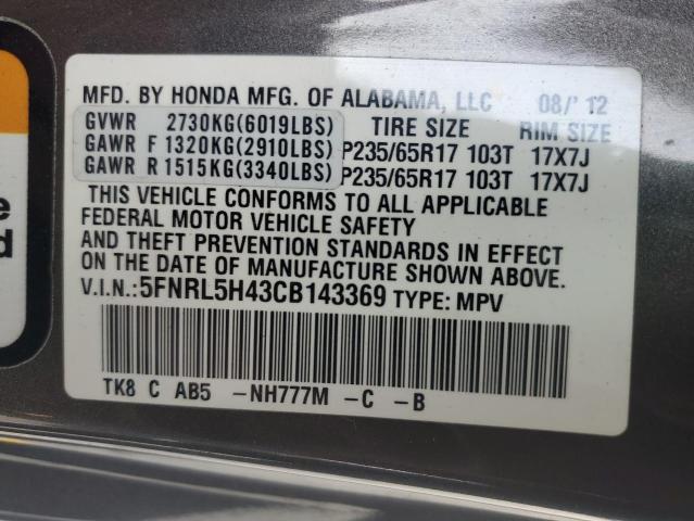5FNRL5H43CB143369 - 2012 HONDA ODYSSEY EX Grau Foto 13