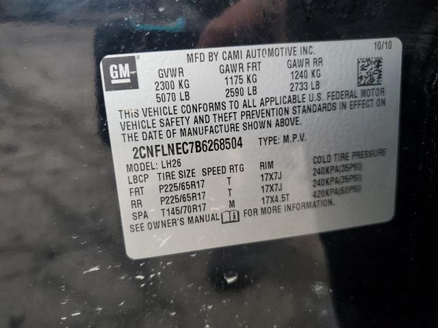 2CNFLNEC7B6268504 - 2011 CHEVROLET EQUINOX LT BLACK photo 13