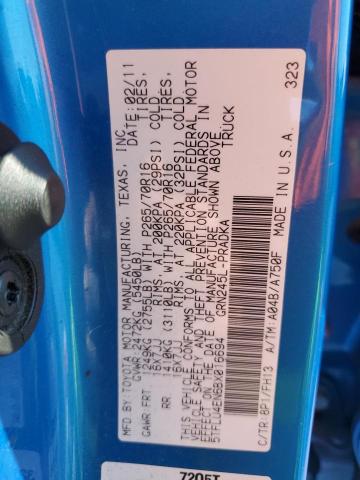 5TFLU4EN6BX016694 - 2011 TOYOTA TACOMA DOUBLE CAB BLUE photo 12