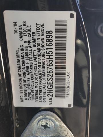 2HGES26765H516898 - 2005 HONDA CIVIC EX BLACK photo 12