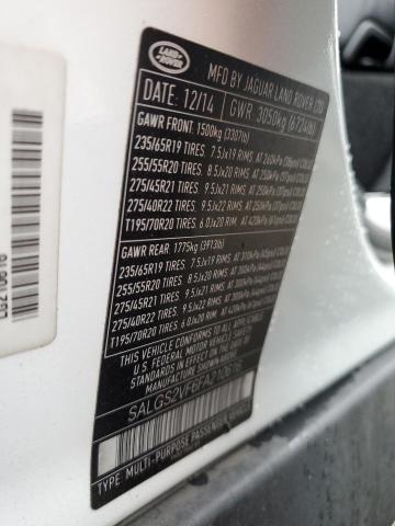 SALGS2VF6FA210616 - 2015 LAND ROVER RANGE ROVE HSE WHITE photo 12