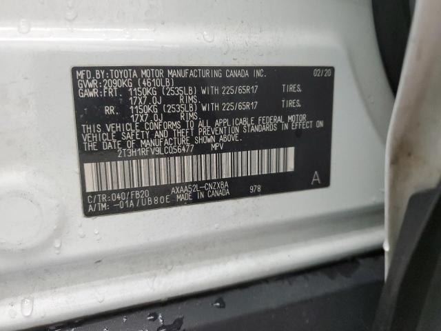 2T3H1RFV9LC056477 - 2020 TOYOTA RAV4 LE WHITE photo 13