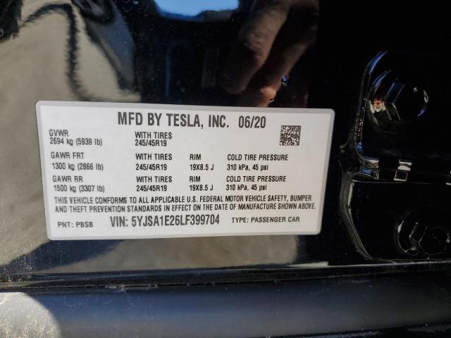 5YJSA1E26LF399704 - 2020 TESLA MODEL S 黑色 照片 13