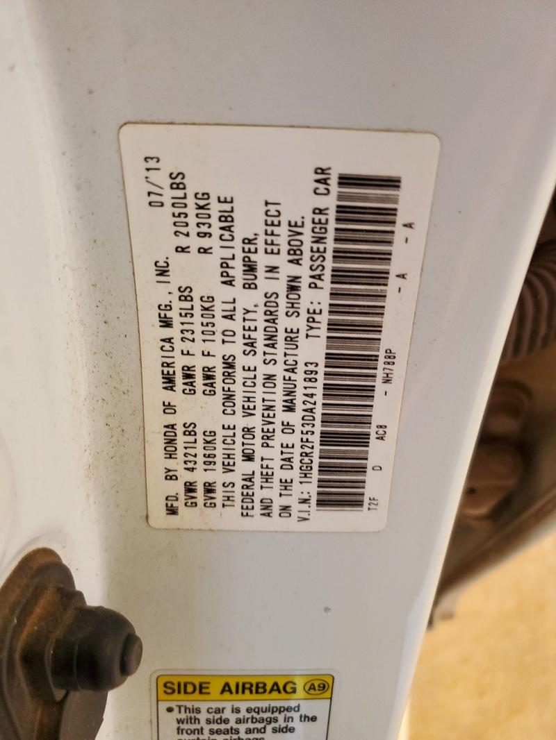 1HGCR2F53DA241893 - 2013 HONDA ACCORD SPORT WHITE photo 12