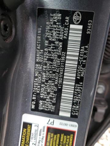 4T1BD1FK6EU119632 - 2014 TOYOTA CAMRY HYBRID 石墨色 照片 13