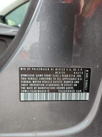 3VWLL7AJ0CM403415 - 2012 VOLKSWAGEN JETTA TDI Gris foto 13