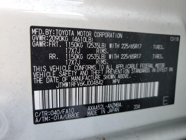 JTMW1RFV6KJ004842 - 2019 TOYOTA RAV4 XLE Blanco foto 13