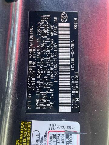 4T1BE46K37U644987 - 2007 TOYOTA CAMRY CE GRAY photo 10