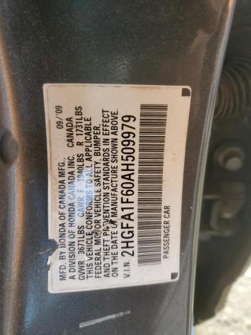 2HGFA1F60AH509979 - 2010 HONDA CIVIC LX-S 灰色 照片 12