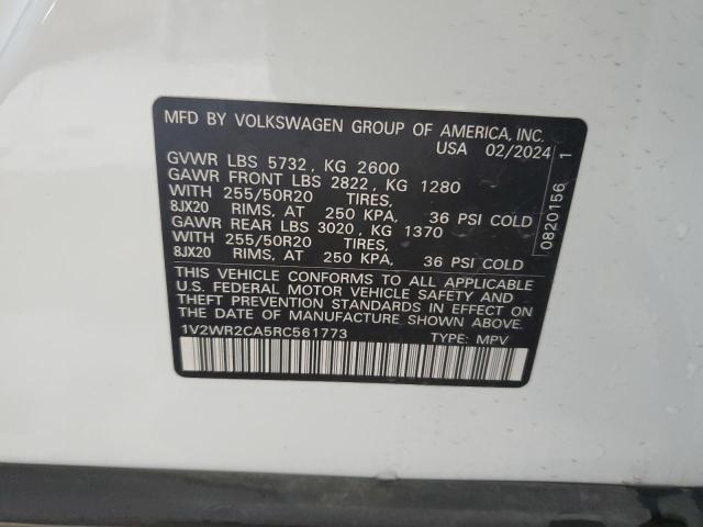 1V2WR2CA5RC561773 - 2024 VOLKSWAGEN ATLAS SE WHITE photo 14