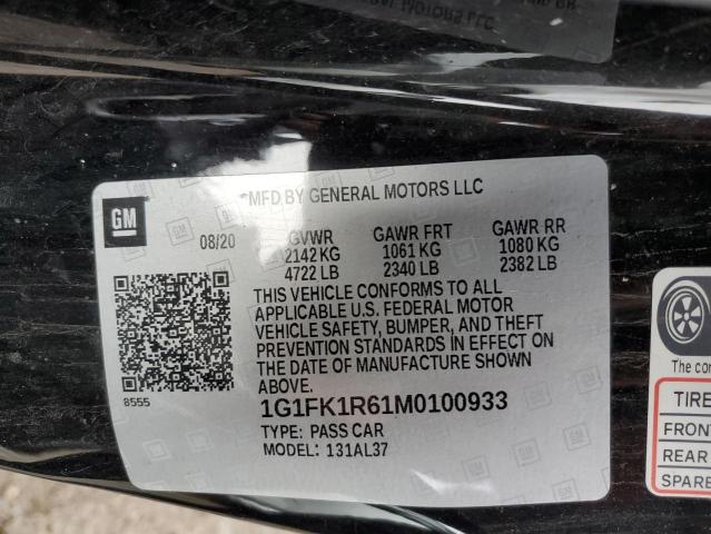 1G1FK1R61M0100933 - 2021 CHEVROLET CAMARO ZL1 BLACK photo 13