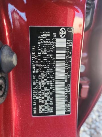 5YFEPMAE9NP321843 - 2022 TOYOTA COROLLA LE BURGUNDY photo 13