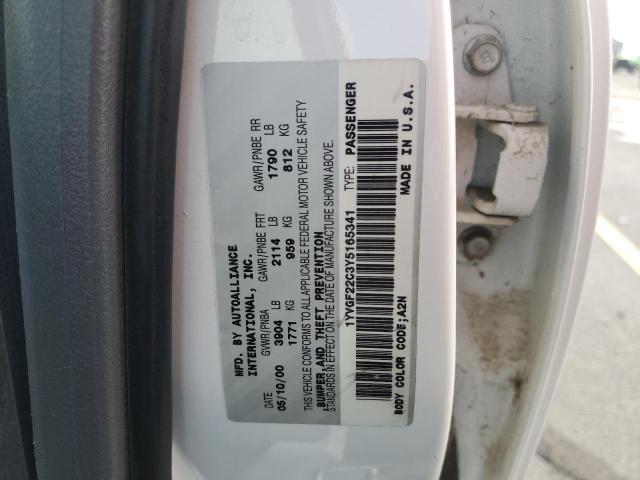 1YVGF22C3Y5165341 - 2000 MAZDA 626 ES 白色 照片 12