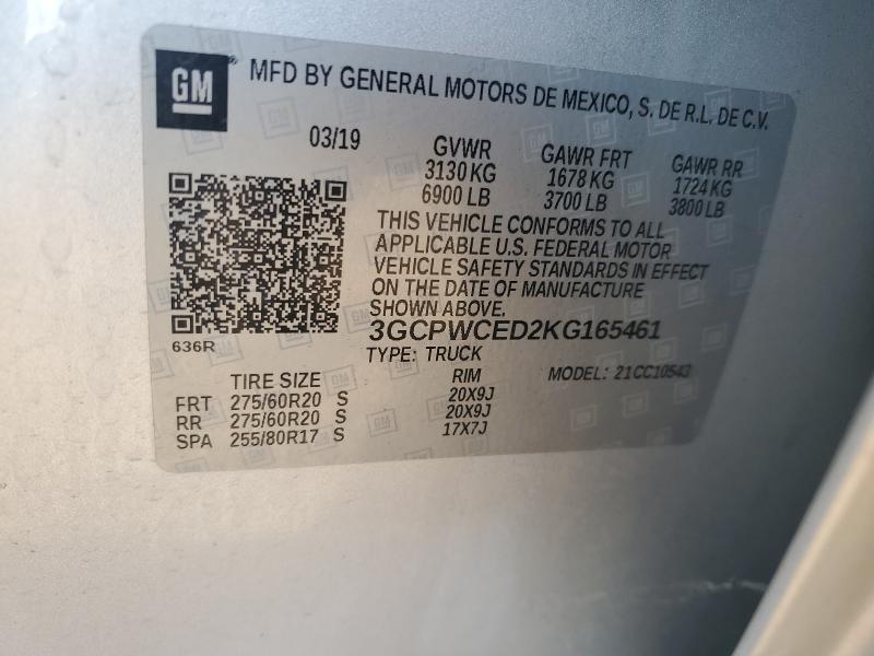 3GCPWCED2KG165461 - 2019 CHEVROLET SILVERADO C1500 LT SILVER photo 12