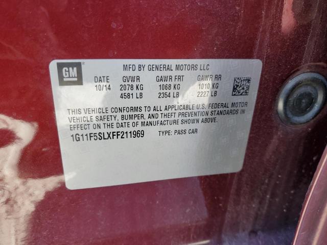 1G11F5SLXFF211969 - 2015 CHEVROLET MALIBU LTZ MAROON photo 12