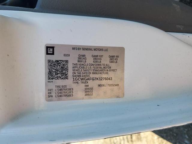 1GCWGAFG7K1276043 - 2019 CHEVROLET EXPRESS G2 Ақ фото 14