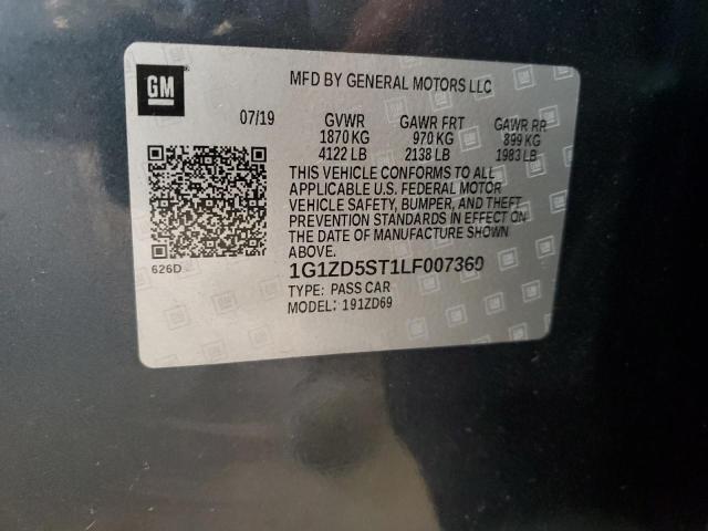 1G1ZD5ST1LF007369 - 2020 CHEVROLET MALIBU LT GRAY photo 12