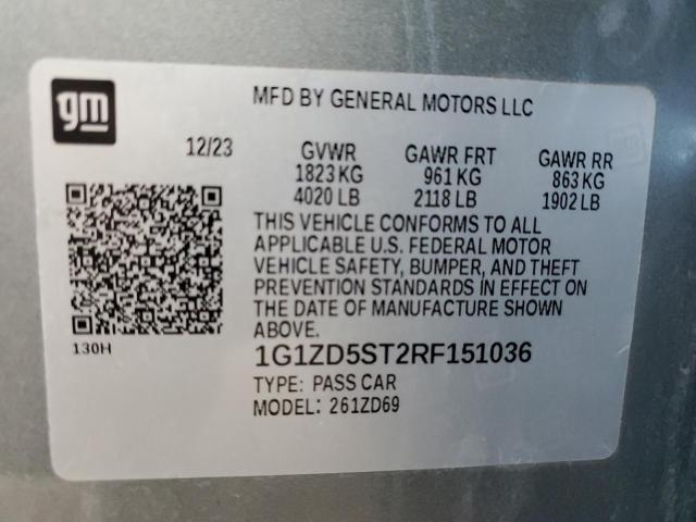 1G1ZD5ST2RF151036 - 2024 CHEVROLET MALIBU LT Сұр фото 13