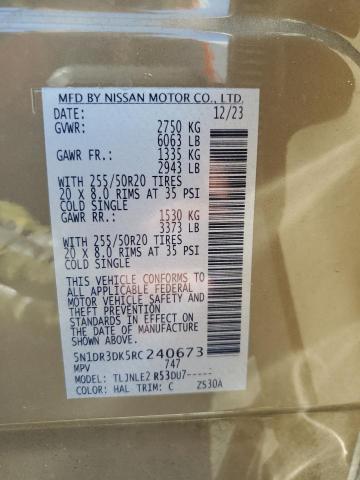 5N1DR3DK5RC240673 - 2024 NISSAN PATHFINDER PLATINUM Qəhvəyi foto 13