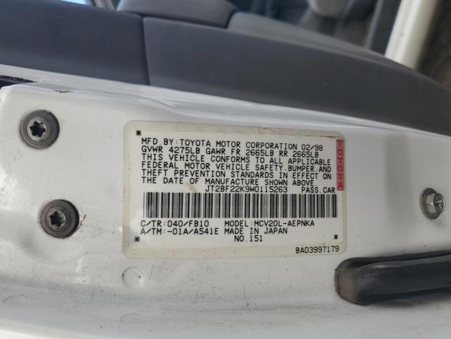 JT2BF22K9W0115263 - 1998 TOYOTA CAMRY CE 白色 照片 23