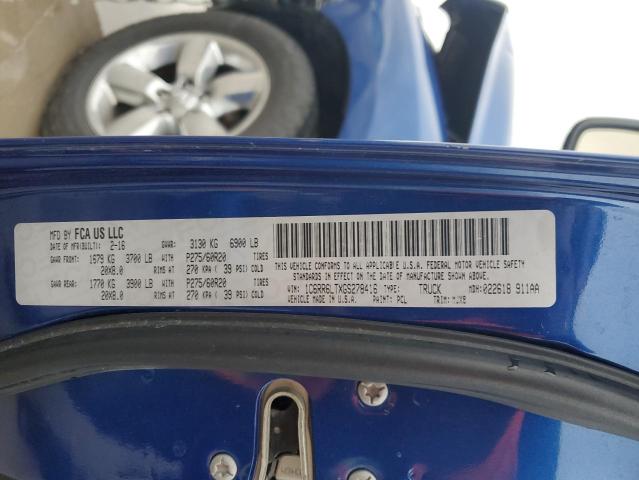 1C6RR6LTXGS278416 - 2016 RAM 1500 SLT BLUE photo 12