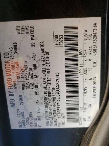 1FMEU7DE5AUA37043 - 2010 FORD EXPLORER XLT BLACK photo 13