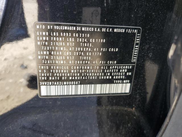3VV2B7AX2LM090567 - 2020 VOLKSWAGEN TIGUAN SE BLACK photo 14