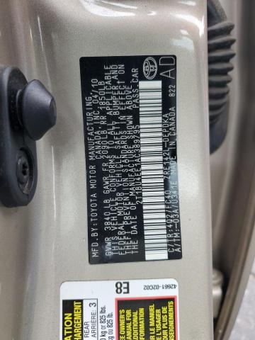 2T1BU4EE1AC389795 - 2010 TOYOTA COROLLA BASE GOLD photo 12