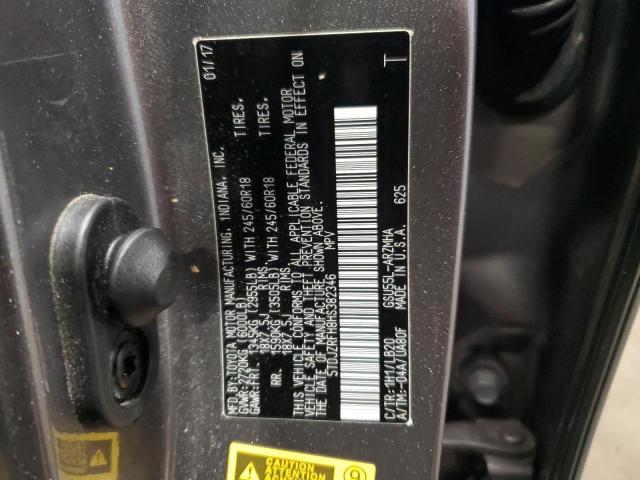 5TDJZRFH8HS382346 - 2017 TOYOTA HIGHLANDER SE ნაცრისფერი ფოტო 14